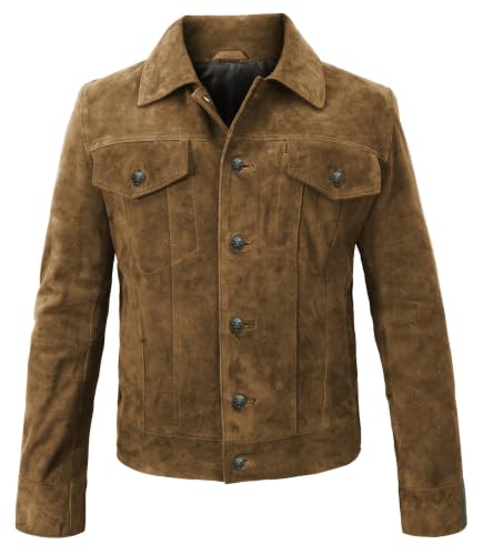 Image of LP-FACON Mens Western Style Trucker Suede Leather Jacket