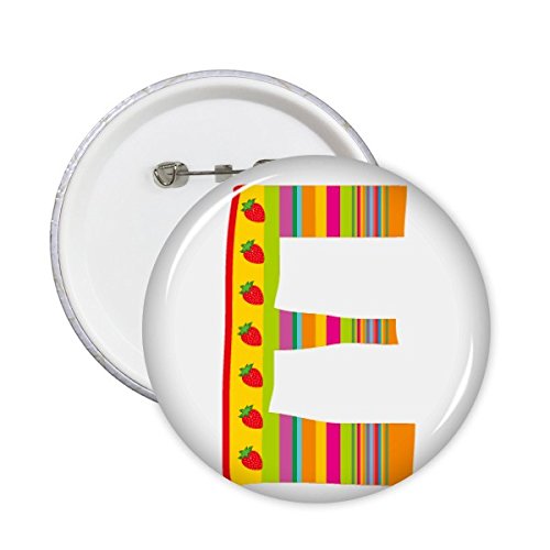 Badge E Alphabet Fraise Fruit mignon Illustration drôle bouton rond 5Pcs L