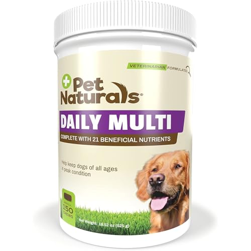 Pet Naturals Daily Multivitamin for Dogs – 21 Essential Nutrients, Fatty Acids & Antioxidants for Complete Health, Supports Energy, Digestion, Skin & Coat | Veggie Flavor Soft Chews, 150 Count