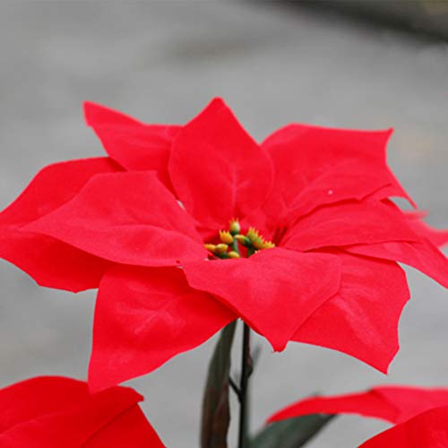 Fleurs de Noël artificielles poinsettia rouge et ornements d'arbre de Noël maison