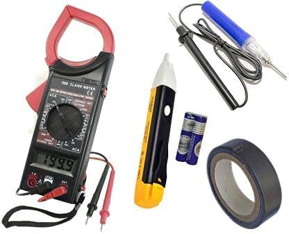 SP Electron Ac/Dc Digital Clamp Multimeter Dt266 Electronic Volt Amp Tester Clamp Meter Ac 750V Dc 1000V With Bag With Ac Voltage Tester 90~1000V Digital Voltage Tester & Continuity Tester (Set Of 3)