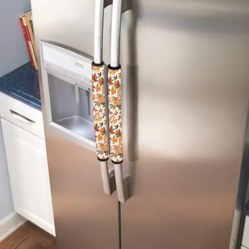 Image of Maple Leaf 6 Pcs Refrigerator Door Handle Covers Kitchen Appliance Decor Handles Washable Fridge Handle Covers for Fridge Microwave Stove Dishwasher Fall Decoration