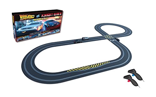 Scalextric Back To The Future's Delorean Vs Knight Rider's Kitt 1:32 Slot Car Race Track Set C1431T, Silver & Black #TOP1