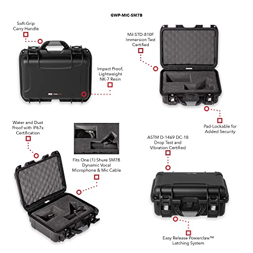 Gator Cases Titan Series Custom Foam-Cut Waterproof Case For Shure Sm7B Mic & Cables (Gwp-Mic-Sm7B) #TOP6
