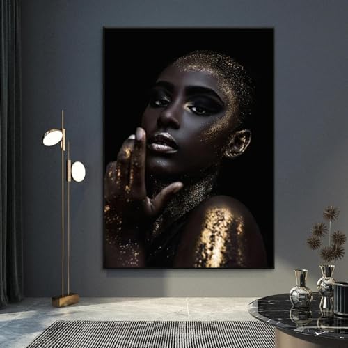 Art mural africain peinture or et noir femmes affiches sur toile 70x100