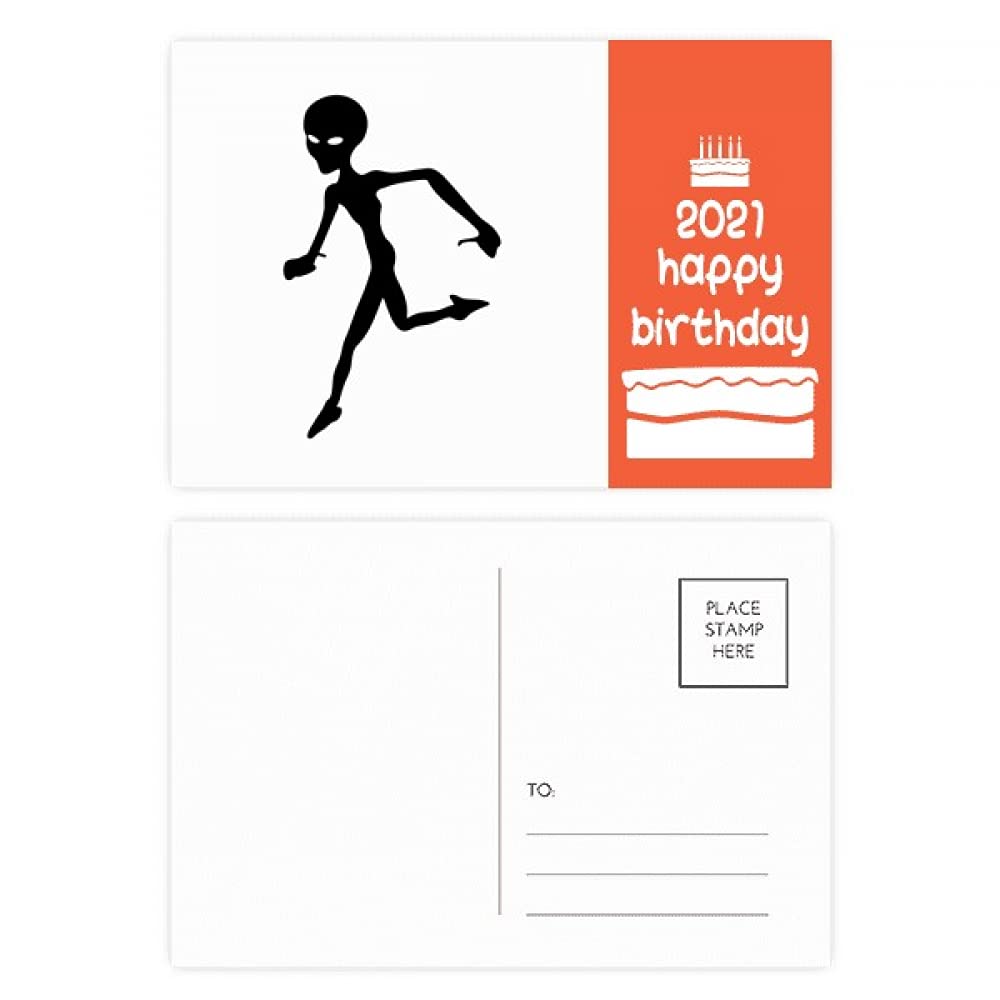 DIYthinker Universe And Alien Running Alien Happy Birthday 2021 Postcard Set Thanks Card Mailing