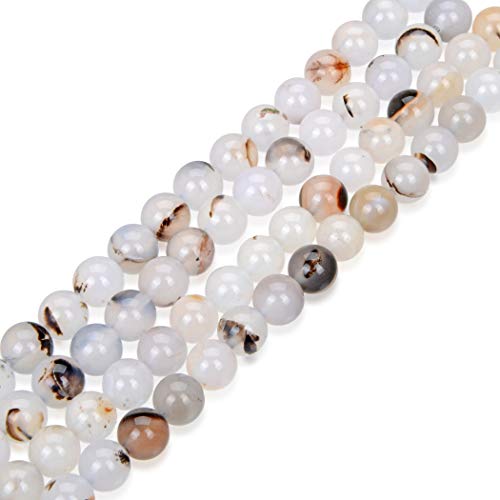 1 Strand AAA Natural Flower Agate Gemstone 6mm Round Loose Stone Beads