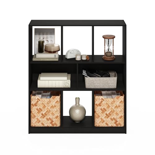 Image of Furinno DALY Book Shelf, 8-Cube Bookshelf, Horizontal Cube Storage Organizer Bookcase, 10.9 x 35.4 x 39.4, for Living Room, Bedroom, Home Office, Espresso