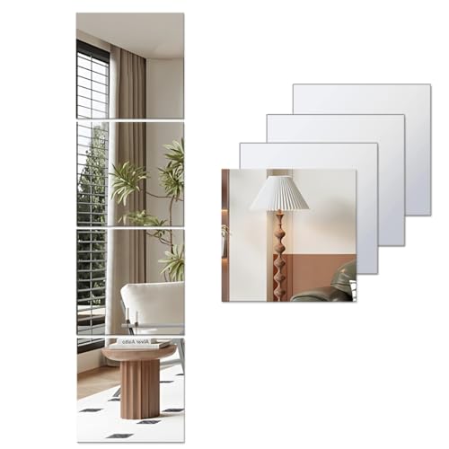 Lot de 4 miroir autocollants en acrylique pour murs, miroirs de sécurité, maquillage mural, grande taille, entraînement, gym, couloir, chambre d'enfant