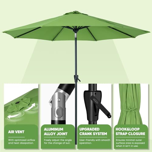 Image of Tempera Patio Market Outdoor Table Umbrella with Push Button Tilt and Crank, Large Sun Umbrella with Sturdy Pole & Fade Resistant Canopy, Easy to Set