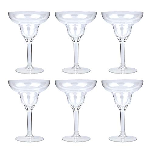 YöL 6x margarita cocktail glass clear plastic reusable home picnics BBQ summer party