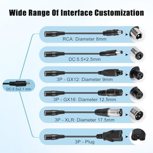 42V 2A E-Scooter Oplader Met 6 Stekkers, Compatibel Met Xiaomi, Ninebot, Hoverboards En E-Bikes. Hoverboard Laadkabel, Voedingsadapter Voor 36V Lithium Batterij Accu Elektroroller - Afbeelding 6