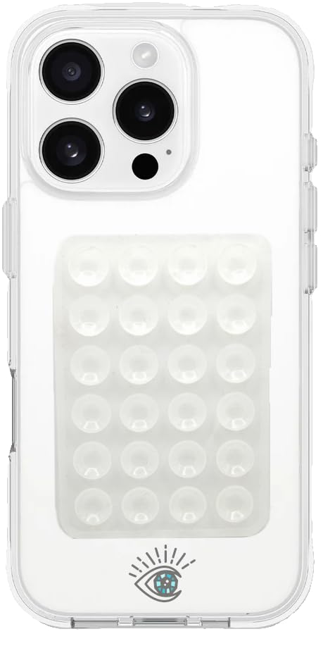 Grips Mystick Sticky Phone Stand Silicone Suction Phone Case Mount, Content Creator Essentials for TikTok Videos, Influencers, Hands-Free Mobile Accessory Holder Grip (Clear Transparent)