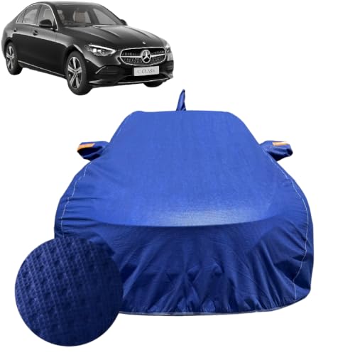 Image of Car Cover for Mercedes-Benz C Class (2022-2026) | 100% Waterproof Cover with Reflective Mirror Pockets | Dustproof, Scratchproof, Heatproof C Class Car Cover |Soft Cotton Lining| Blue