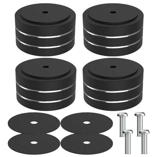 Monosaudio 4er Set HiFi Lautsprecherfüße Aluminium Spike Pads 40x20mm High-End Stoßdämpfer Isolationsfüße mit M4 Schraube für Verstärker, Subwoofer und Plattenspieler