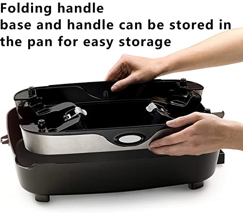 16-Inch Electric Foldaway Nonstick Skillet - With Tempered Glass Cover & Stay-Cool Handles Allow Skillet To Double As A Buffet Server, Black #TOP3