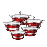 SQ Professional Metallic Aluminium Die-Cast Stockpot Set with Lids 5pc (Ruby)