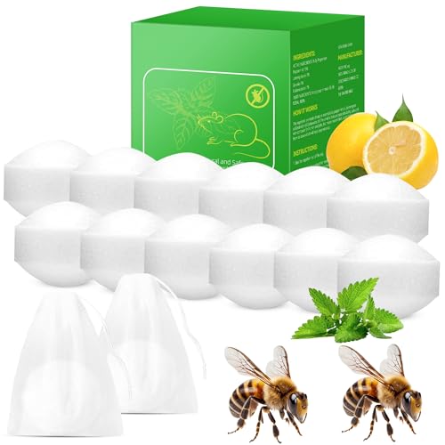 12Pack Wasp and Bee Repellent Outdoor - Natural Peppermint Oil Bee Repellent for Yellow Jackets, Hornets, Carpenter Bees, Mud Wasps, Indoor Outdoor Patio Garden Porch, Pet and Family Safe