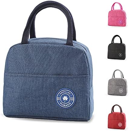 Small Portable Cute Lunch Bag for Boys Girls, Reusable Snack Bags with Front Pocket for Picnic Office Work Outdoor(Navy)