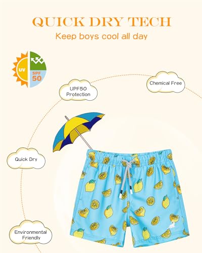 Image of SURF CUZ Surfcuz Little Boys Swim Trunks UPF 50+ Toddler Beach Shorts Swimsuit Kids Quick Dry Swimwear
