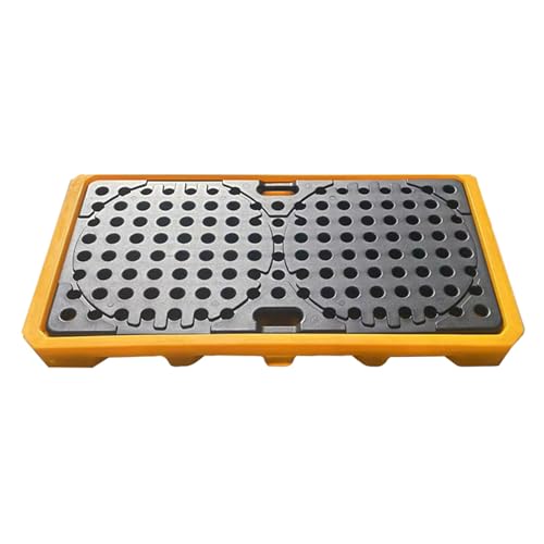 Plateforme de protection contre fuites pour fûts en PE jaune noir empilable