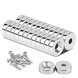 25 Stück Magnete Stark 10x3-3 mm, Neodym Magnete Mit Loch M4, Neodym Magnet Flach Klein Magnet Schraubbar Senkkopf Magneten zum Anschrauben Magnetn für Magnettafel Magnetboard Büro Küche