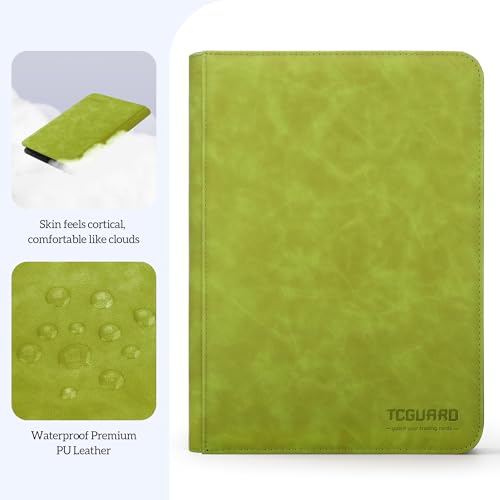 Image of Trading Card Binder, 9 Side Loading Pocket Card Album Hold Up to 540 Cards, Zipper Binder for Cards Collection, TCG Card Holder for Game Card, Sports Card, Yugioh, MTG etc. (Apple Green)