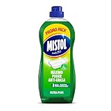 Mistol - Lavavajillas a mano Ultra Plus - Líquido Concentrado 1250mL - Poder Superior Antigrasa y Desincrustante - Efecto Brillante y Antiolor - Biodegradable y Botella Reciclable