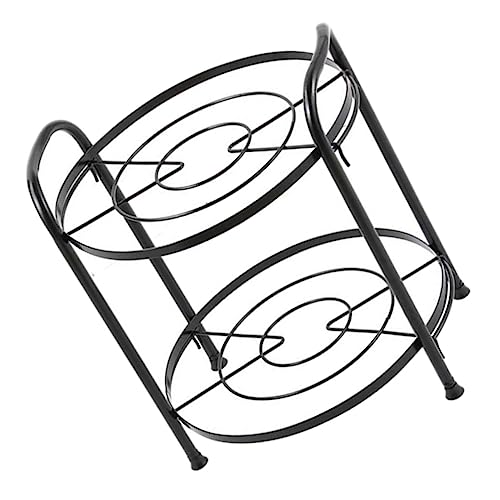 Unomor 1Pc Two Layer Kitchen Storage Rack Multipurpose Pot Holder Detachable Shelf Leg Pads Space Saving Cooking Organizer for Home Use Black