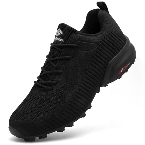 ASOCO DREAM Scarpe da Trail Running Uomo Scarpe da Passeggio Leggero Traspirante Scarpe da Ginnastica Antiscivolo Fitness Running Sneakers,Tutto Nero,44 EU
