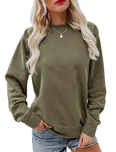 Image of Women's Fall Long Sleeve Pullover Tops Casual Round Neck Sweatshirt