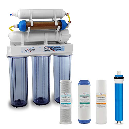 Max Water 6 Stage 100 GPD (Gallon Per Day) RODI (Reverse Osmosis Deionization) Water Filtration System for Aquarium