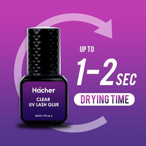 HAICHER Cola Uv para Cílios para Extensões de Cílios, Cura de 1 A 2 Segundos, Tempo de Secagem, Rete