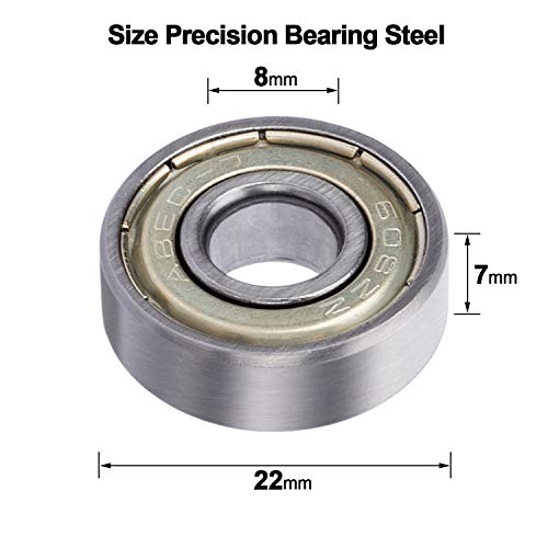 20 Pack 608 Zz Ball Bearing, Bearing Steel & Double Iron Sealed Miniature Deep Groove 608 Zz Bearings For Skateboards, Inline Skates, Scooters, Roller Blade Skates & Long Boards (8Mm X 22Mm X 7Mm) #TOP1