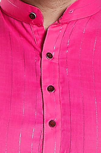 Image of DIVISIVE Men's Self Zari Line Cotton Blend Slim Fit Kurta Pyjama Set