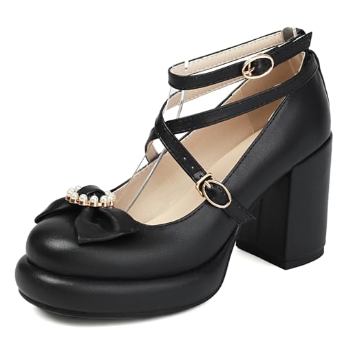 Women Platform Mary Jane Shoes Chunky High Heels