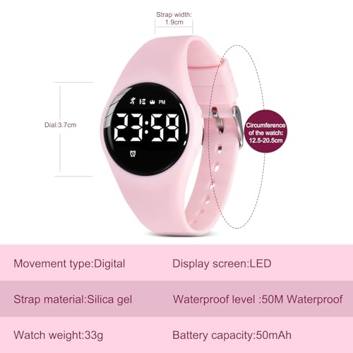 Image of Kids Watches for Girls Boys Digital Sport Watch with Step Counter Pedometer Vibration Alarm Clock, No App Waterproof Fitness Tracker Kids Watch Boys Girls Teens Students Ages 5-16