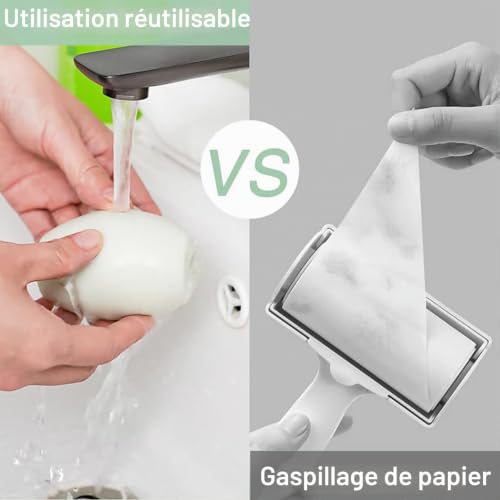 QEOTOH Reusable Lint Roller Ball, Washable Hair Remover for Clothes, Portable Home Travel Lint Roller for Pet Hair, Household Extra Sticky Lint Remover for Carpets, Beds, Sofas (Green) – vue 4
