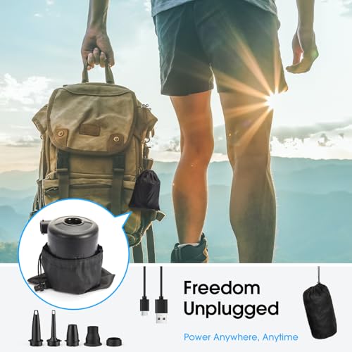 Air Pump SUPPOU Elektrische Luftpumpe, 6 In 1 Tragbar Luftpumpe Elektrisch Wiederaufladbare 6000mAh Akku Luftpumpe, Elektrische Luftpumpe für Luftmatratze Planschbecken Pool 6