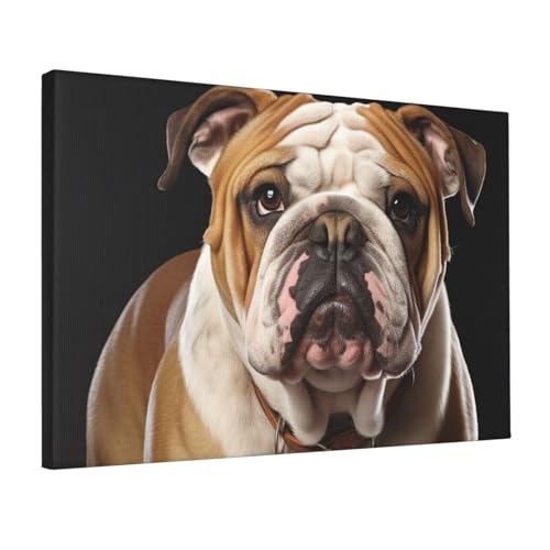 Impression sur toile bouledogue anglais pour salon et bureau élégant