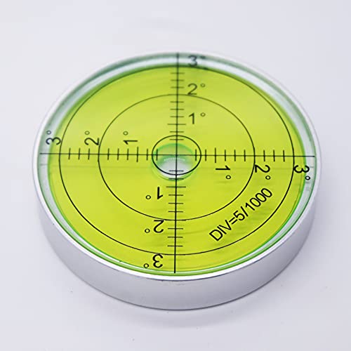 Image of Aluminium High Precision Horizontal Leveler Bubble Level Tool Circle Round 2.4 Inch 60mm (Silver,Green)