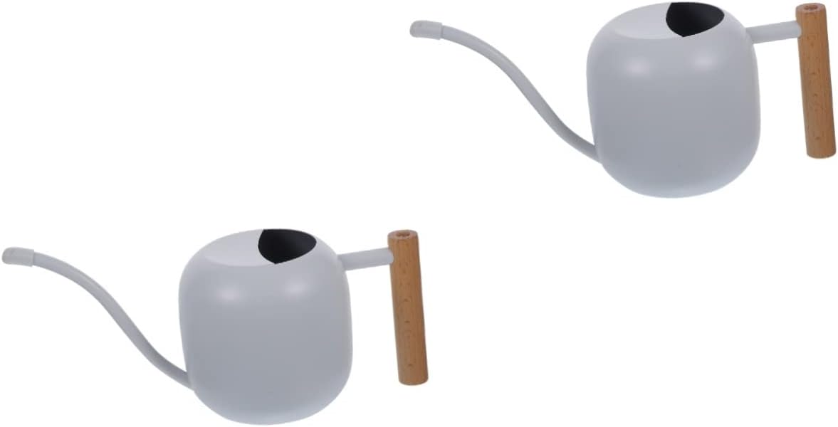 Watering can,Watering Can Stainless Steel Black Mouth Watering Pot(Whitex2pcs)