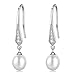 Boucles d'oreilles des perles en Argent 925 Clous d’oreilles Crochet longues Perle de culture Saint-Valentin Cadeau parfait