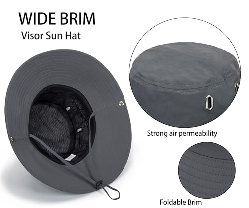 Chapéu feminino masculino de aba larga verão ao ar livre - FPS 50+ proteção UV chapéu balde com fio