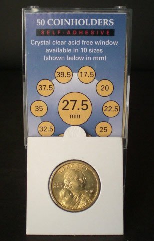 50 porta monedas adhesivos de cartón 2x2 pulgadas miniatura 1