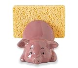 GABROC Pig Sponge Holder For Kitchen Sink Sponge Holder Ceramic Dish Sponges Holder Pink Kitchen Sponge Holders - Adorable And Functional Sink Caddy