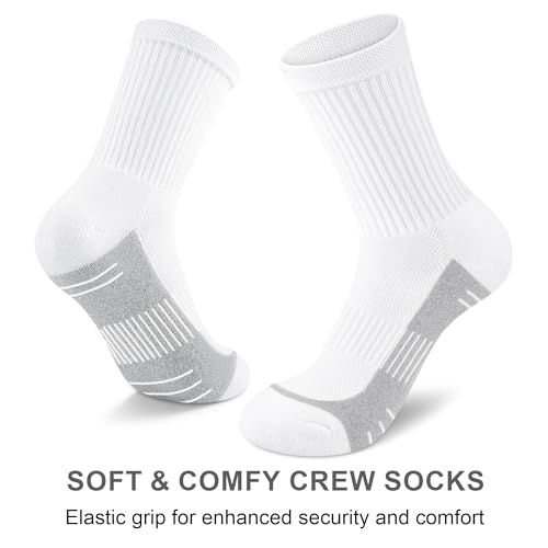 Image of Crew Socks Women Athletic Hiking Running Cushioned Compression Socks 3-5 Pairs
