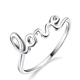 YFN Sterling Silver Simple Love Script Ring Thin Band Promise Ring (sterling-silver, 7)