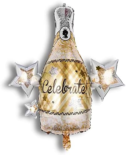 Gallasy 2PCS Queen Beer Balloons, Luxury Gold Star Champagne Helium Balloons for Women & Girls, Large Princess Balloons for Bachelorette, Wedding, Birthday Retirement Queen Party Decorations 33-Inch