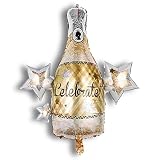 Gallasy 2PCS Queen Beer Balloons, Luxury Gold Star Champagne Helium Balloons for Women & Girls, Larg